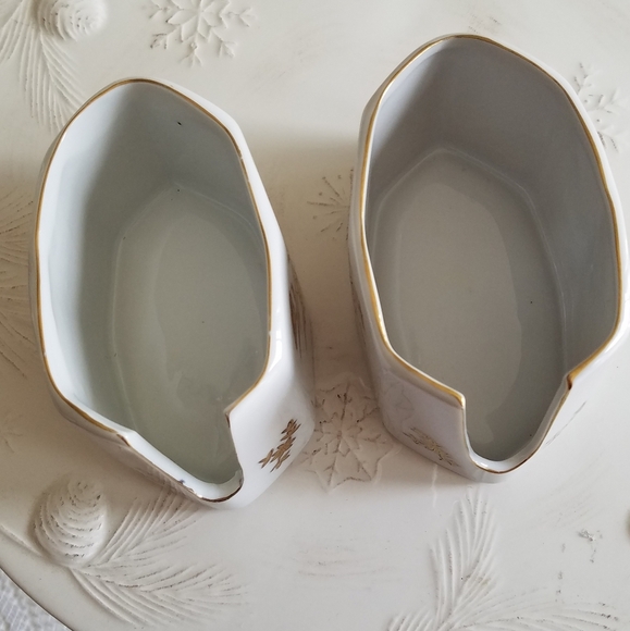 Set of 2 Vintage Japan Andrea By Sadek Gold Floral Design Spoon Utensil Holder - Picture 7 of 12